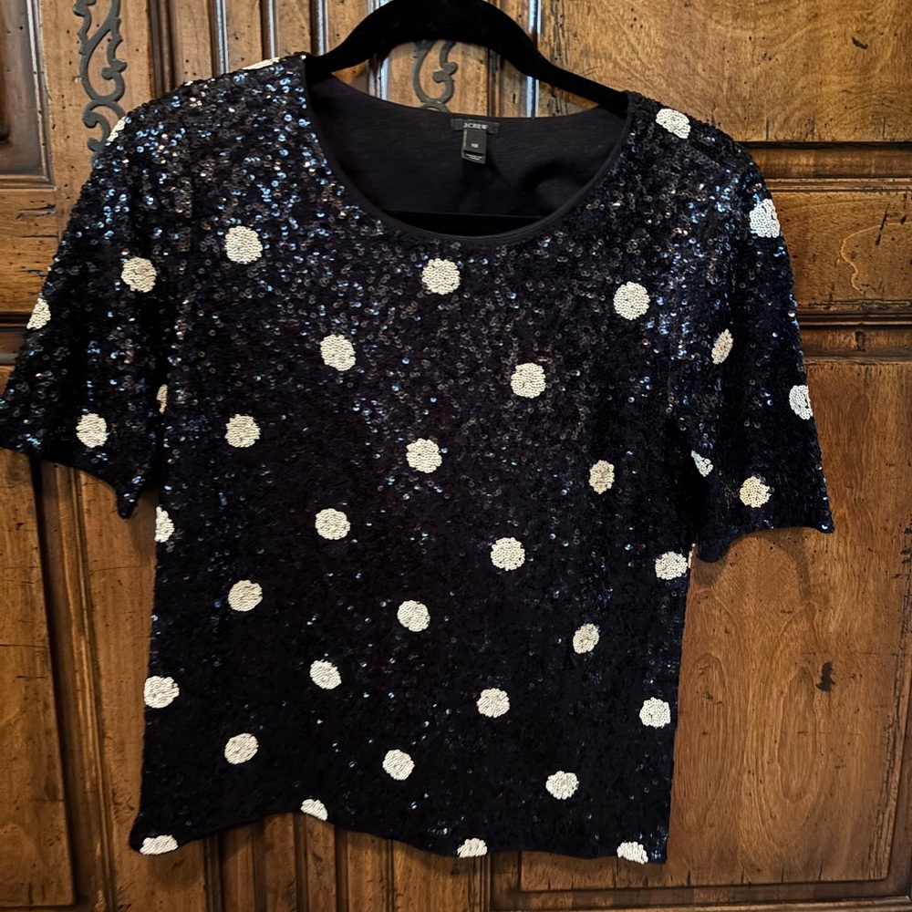 Sequin Polka Dot Top - Black and White